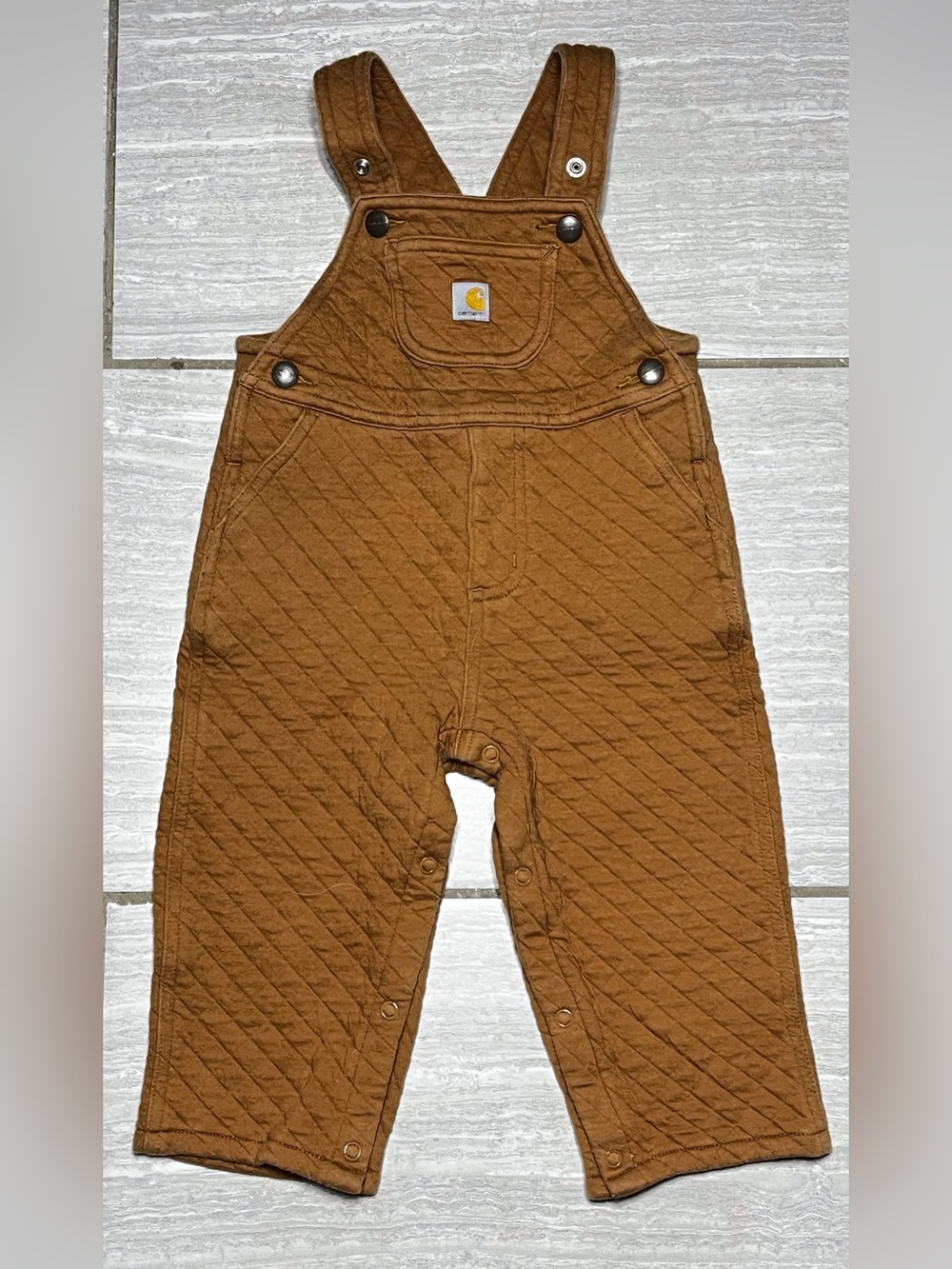 Carhartt Quilted Overalls 24 Months Brown Snap Bottoms Unisex Baby Toddler
